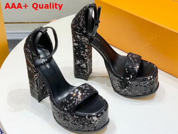 Louis Vuitton Fame Platform Sandal in Black Sequins 1AB3A3 Replica