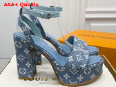 Louis Vuitton Fame Platform Sandal in Blue Monogram Denim 1AAZC0 Replica