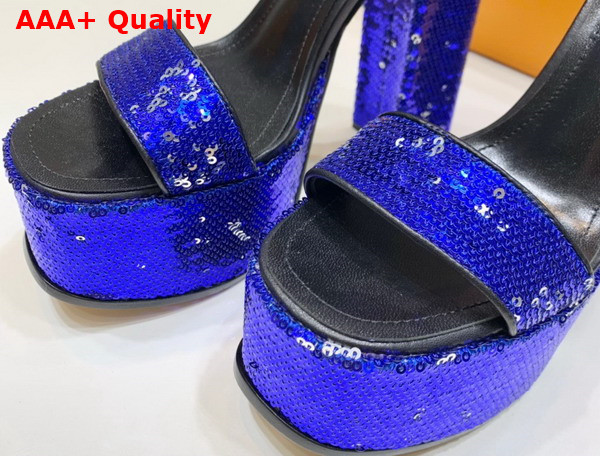 Louis Vuitton Fame Platform Sandal in Blue Sequins Replica