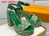 Louis Vuitton Fame Platform Sandal in Green Monogram Denim Replica