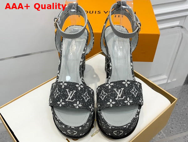 Louis Vuitton Fame Platform Sandal in Grey Monogram Denim Replica