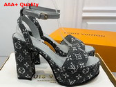 Louis Vuitton Fame Platform Sandal in Grey Monogram Denim Replica