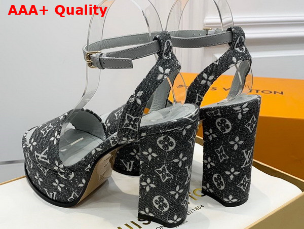 Louis Vuitton Fame Platform Sandal in Grey Monogram Denim Replica