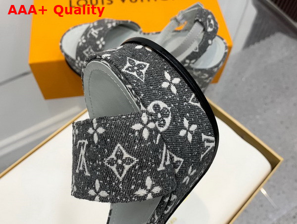 Louis Vuitton Fame Platform Sandal in Grey Monogram Denim Replica