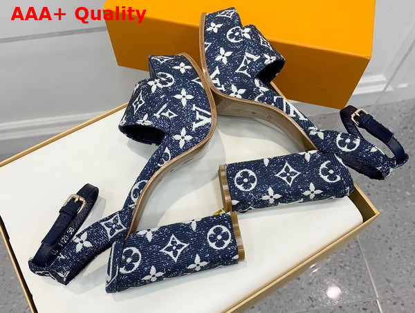 Louis Vuitton Fame Platform Sandal in Navy Monogram Denim Replica