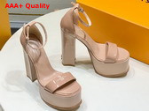 Louis Vuitton Fame Platform Sandal in Nude Patent Calf Leather 1AAZS9 Replica