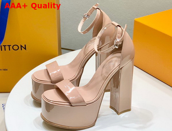 Louis Vuitton Fame Platform Sandal in Nude Patent Calf Leather 1AAZS9 Replica