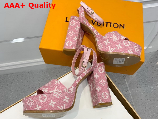 Louis Vuitton Fame Platform Sandal in Pink Monogram Denim Replica