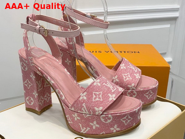 Louis Vuitton Fame Platform Sandal in Pink Monogram Denim Replica