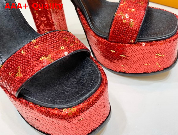 Louis Vuitton Fame Platform Sandal in Red Sequins Replica