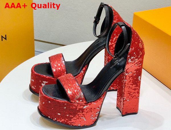 Louis Vuitton Fame Platform Sandal in Red Sequins Replica