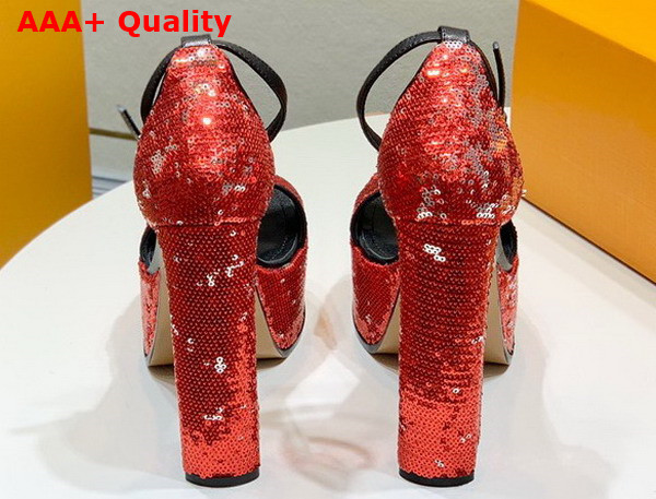 Louis Vuitton Fame Platform Sandal in Red Sequins Replica