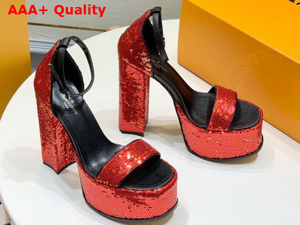 Louis Vuitton Fame Platform Sandal in Red Sequins Replica