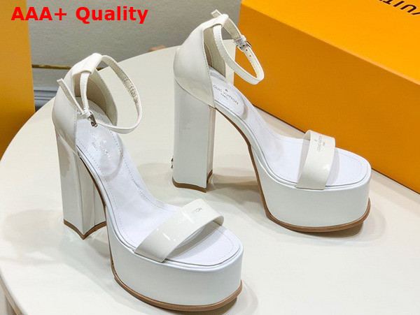 Louis Vuitton Fame Platform Sandal in White Patent Calf Leather Replica