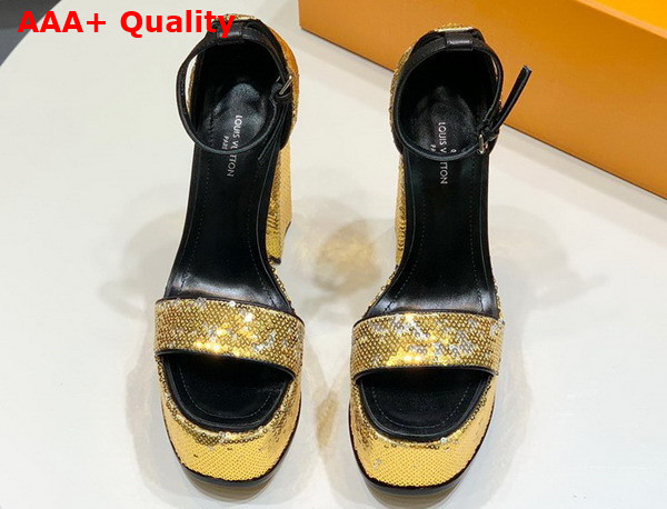 Louis Vuitton Fame Platform Sandal in Yellow Sequins 1AB3AI Replica