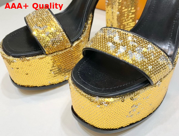 Louis Vuitton Fame Platform Sandal in Yellow Sequins 1AB3AI Replica