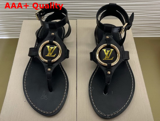 Louis Vuitton Faro Flat Sandal Black Calf Leather 1A8N1A Replica