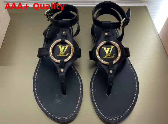 Louis Vuitton Faro Flat Sandal Black Calf Leather 1A8N1A Replica