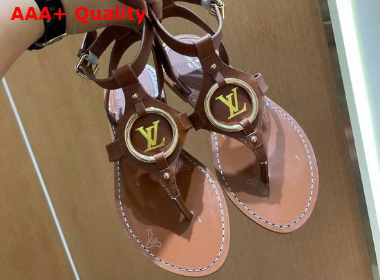 Louis Vuitton Faro Flat Sandal Cognac Brown Calf Leather 1A8N1Q Replica