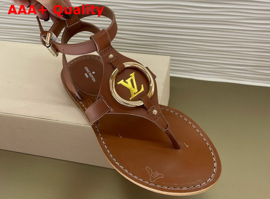 Louis Vuitton Faro Flat Sandal Cognac Brown Calf Leather 1A8N1Q Replica