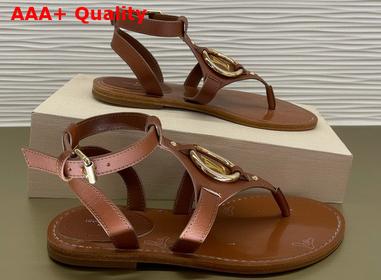 Louis Vuitton Faro Flat Sandal Cognac Brown Calf Leather 1A8N1Q Replica