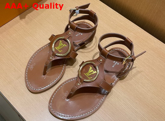 Louis Vuitton Faro Flat Sandal Cognac Brown Calf Leather 1A8N1Q Replica