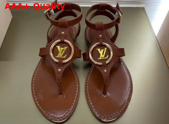 Louis Vuitton Faro Flat Sandal Cognac Brown Calf Leather 1A8N1Q Replica