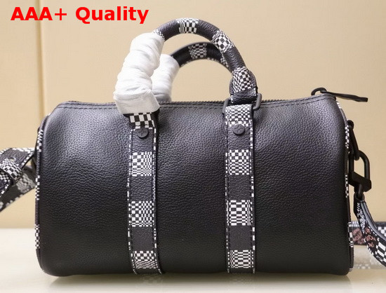 Louis Vuitton Fashion Show Mini Speedy Bag in Black Grained Calfskin and Damier Canvas Replica