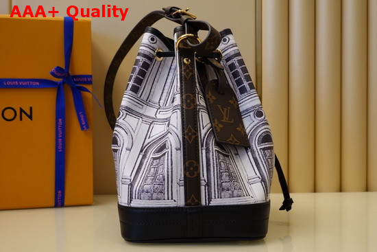 Louis Vuitton Fashion Show Printed Petit Noe Bucket Bag White and Black Replica