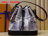 Louis Vuitton Fashion Show Printed Petit Noe Bucket Bag White and Black Replica