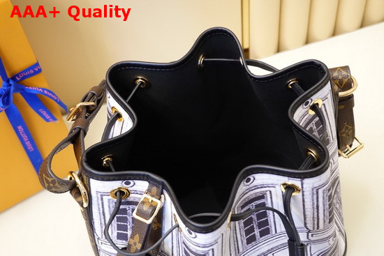 Louis Vuitton Fashion Show Printed Petit Noe Bucket Bag White and Black Replica