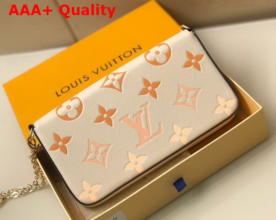 Louis Vuitton Felicie Pochette Cream Saffron Monogram Empreinte Embossed Supple Grained Cowhide Leather M80498 Replica