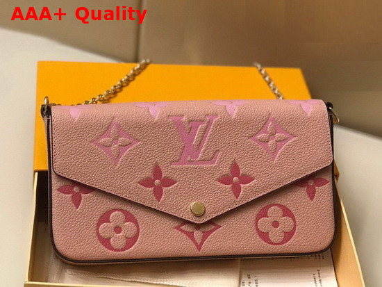 Louis Vuitton Felicie Pochette Rose Ballerine Pink Monogram Empreinte Embossed Supple Grained Cowhide Leather Replica