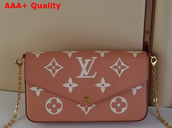 Louis Vuitton Felicie Pochette Rose Trianon Creme Bicolor Monogram Empreinte Leather M81759 Replica