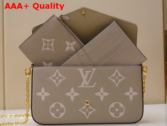 Louis Vuitton Felicie Pochette Tourterelle Gray Monogram Empreinte Leather M69977 Replica