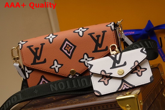 Louis Vuitton Felicie Strap Go Pochette Arizona Beige Creme Beige Monogram Coated Canvas M80695 Replica