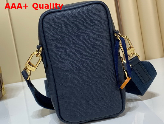 Louis Vuitton Flap Double Phone Pouch in Blue Monogram Denim and Navy Blue Taurillon Leather M81060 Replica