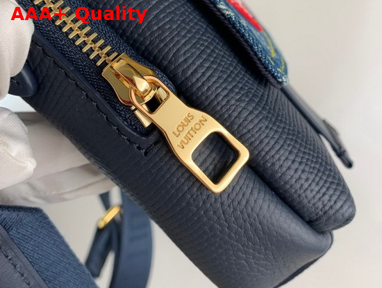 Louis Vuitton Flap Double Phone Pouch in Blue Monogram Denim and Navy Blue Taurillon Leather M81060 Replica