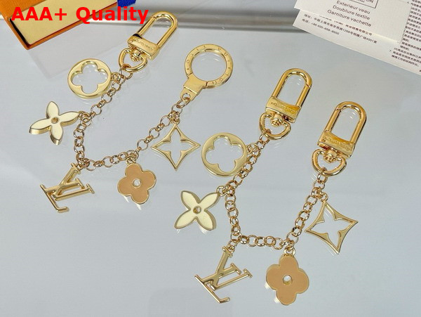 Louis Vuitton Fleur de Monogram Bag Charm Chain Gold M01413 Replica