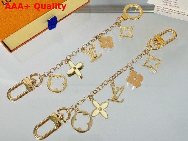 Louis Vuitton Fleur de Monogram Bag Charm Chain Gold M01413 Replica