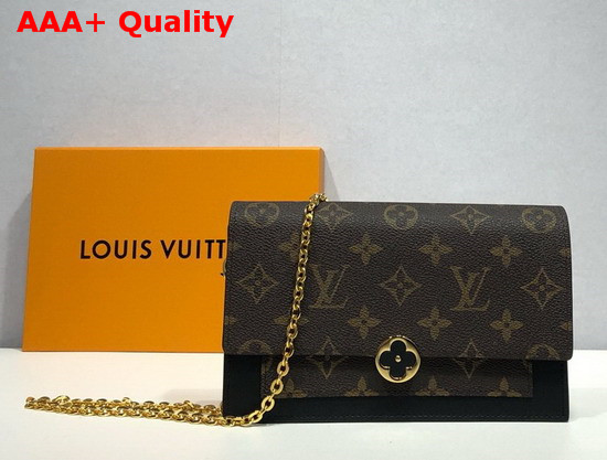 Louis Vuitton Flore Chain Wallet Monogram Coated Canvas and Black Calf Leather Replica