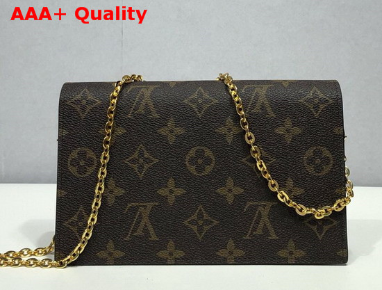 Louis Vuitton Flore Chain Wallet Monogram Coated Canvas and Black Calf Leather Replica