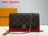 Louis Vuitton Flore Chain Wallet Monogram Coated Canvas and Red Calf Leather Replica