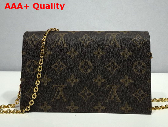 Louis Vuitton Flore Chain Wallet Monogram Coated Canvas and Red Calf Leather Replica