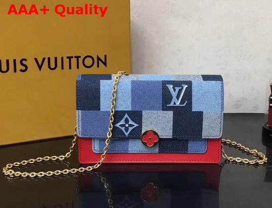 Louis Vuitton Flore Chain Wallet Monogram Denim with a Pattern of Patchwork Squares M69036 Replica