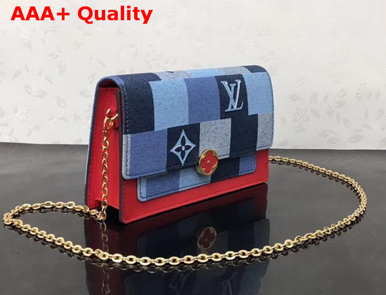 Louis Vuitton Flore Chain Wallet Monogram Denim with a Pattern of Patchwork Squares M69036 Replica