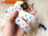 Louis Vuitton Flower Buckle Belt Multicolor Monogram Canvas and Red Grained Calfskin Replica