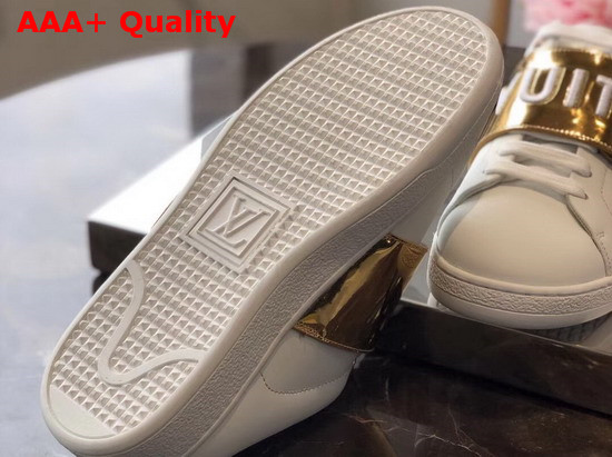 Louis Vuitton Frontrow Open Back Sneaker in White Calf Leather with Gold 1A4WV2 Replica