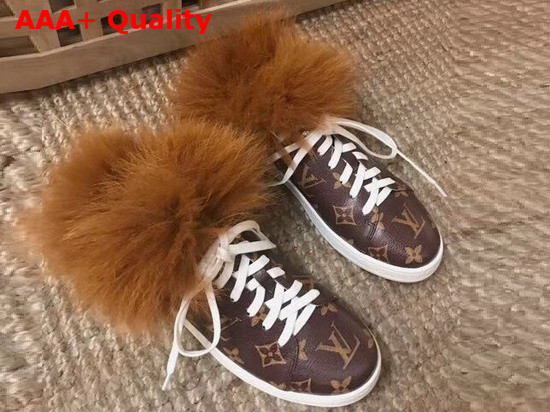 Louis Vuitton Frontrow Open Back Trainer Monogram Canvas and Fox Fur Replica