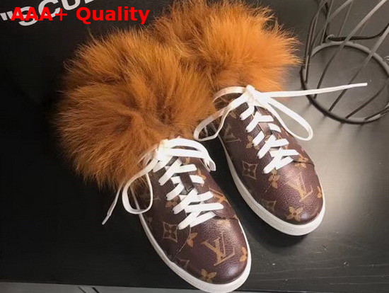 Louis Vuitton Frontrow Open Back Trainer Monogram Canvas and Fox Fur Replica